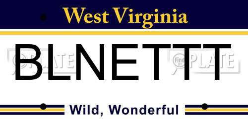 BLNETTT West Virginia License Plate
