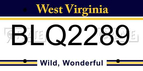 BLQ2289 West Virginia License Plate