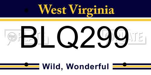 BLQ299 West Virginia License Plate