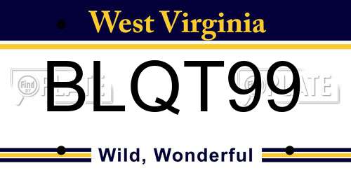 BLQT99 West Virginia License Plate