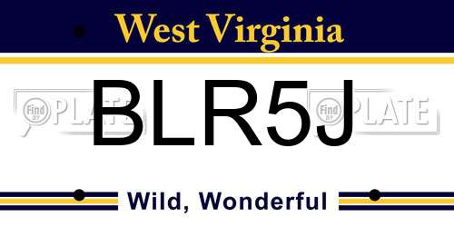 BLR5J West Virginia License Plate