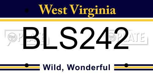 BLS242 West Virginia License Plate