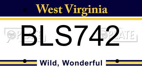 BLS742 West Virginia License Plate