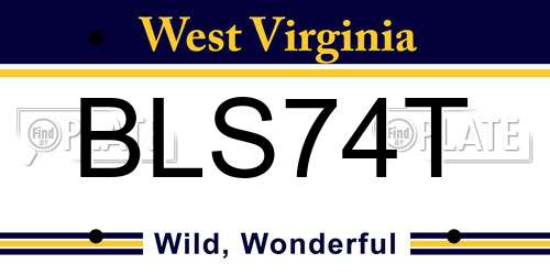 BLS74T West Virginia License Plate