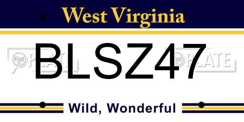 BLSZ47 West Virginia License Plate
