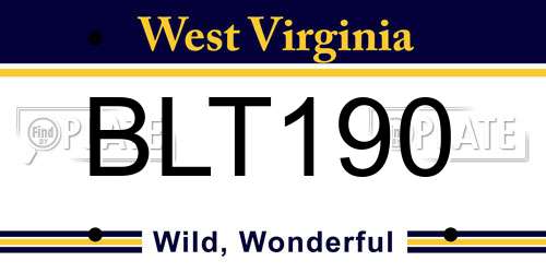 BLT190 West Virginia License Plate