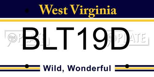 BLT19D West Virginia License Plate