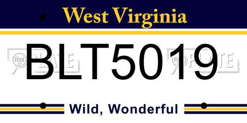 BLT5019 West Virginia License Plate