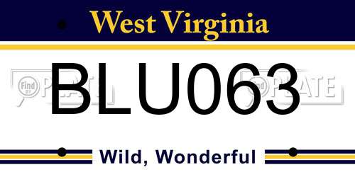 BLU063 West Virginia License Plate