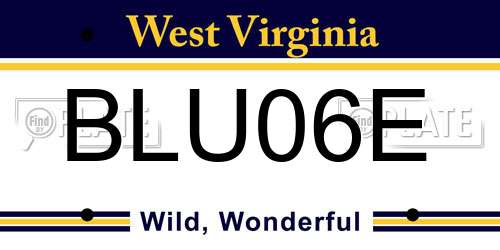 BLU06E West Virginia License Plate