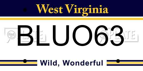 BLUO63 West Virginia License Plate
