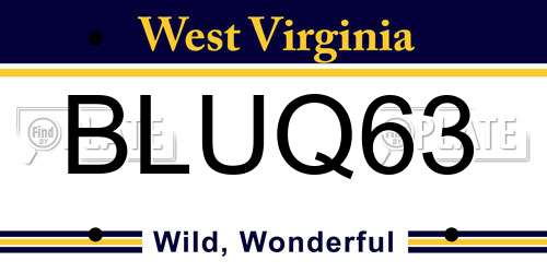 BLUQ63 West Virginia License Plate