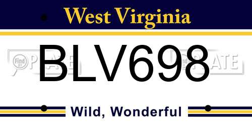BLV698 West Virginia License Plate