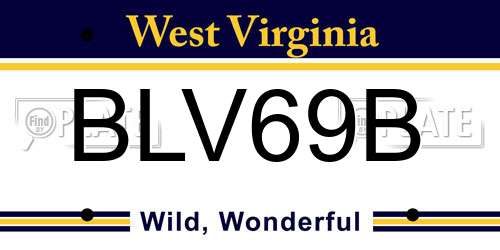 BLV69B West Virginia License Plate