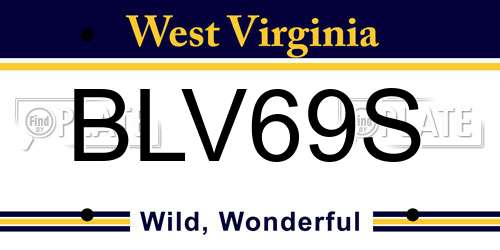 BLV69S West Virginia License Plate