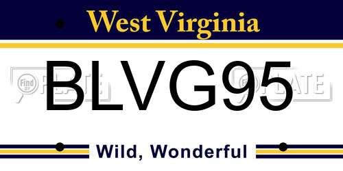 BLVG95 West Virginia License Plate