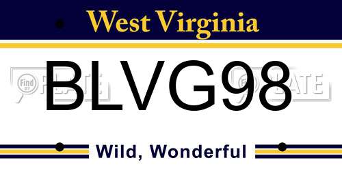 BLVG98 West Virginia License Plate