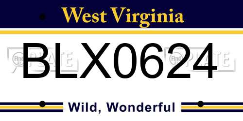 BLX0624 West Virginia License Plate