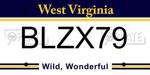 BLZX79 West Virginia License Plate