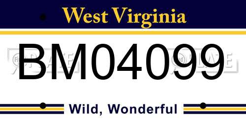 BM04099 West Virginia License Plate