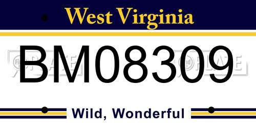 BM08309 West Virginia License Plate