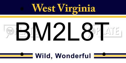 BM2L8T West Virginia License Plate