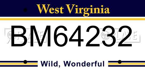 BM64232 West Virginia License Plate