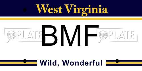 BMF West Virginia License Plate