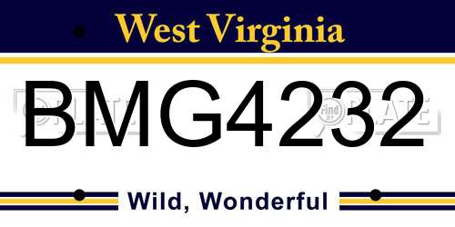 BMG4232 West Virginia License Plate