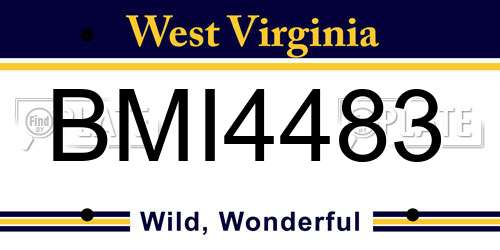 BMI4483 West Virginia License Plate