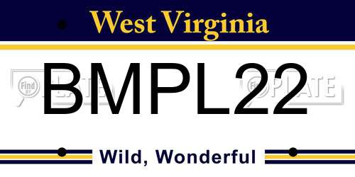 BMPL22 West Virginia License Plate