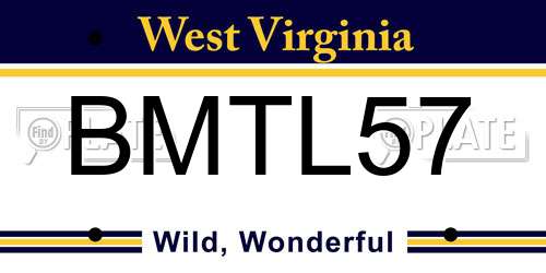 BMTL57 West Virginia License Plate