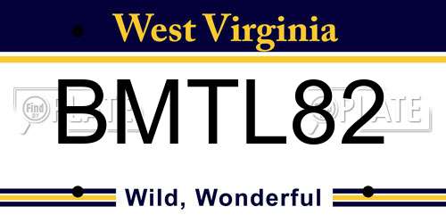 BMTL82 West Virginia License Plate