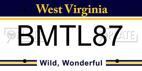 BMTL87 West Virginia License Plate