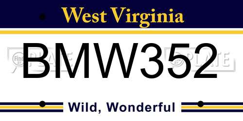 BMW352 West Virginia License Plate