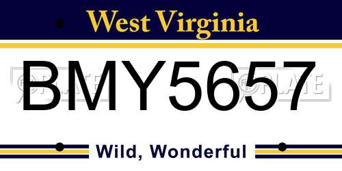 BMY5657 West Virginia License Plate