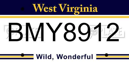 BMY8912 West Virginia License Plate
