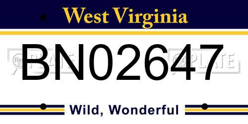 BN02647 West Virginia License Plate