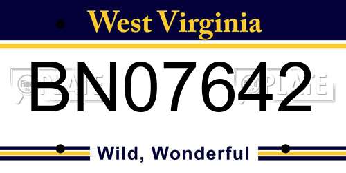 BN07642 West Virginia License Plate