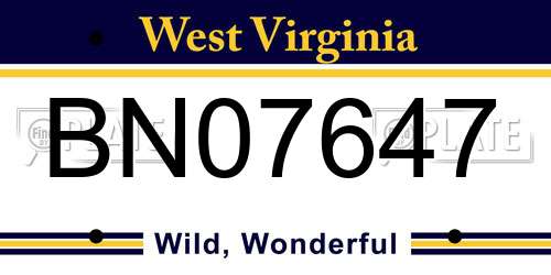 BN07647 West Virginia License Plate