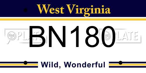 BN180 West Virginia License Plate
