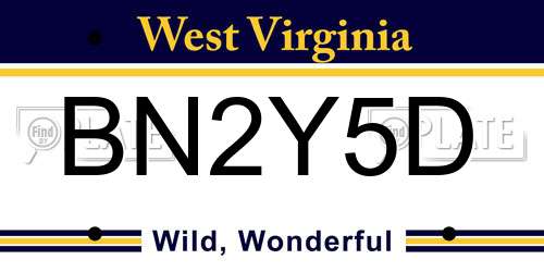 BN2Y5D West Virginia License Plate