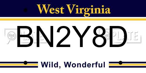 BN2Y8D West Virginia License Plate