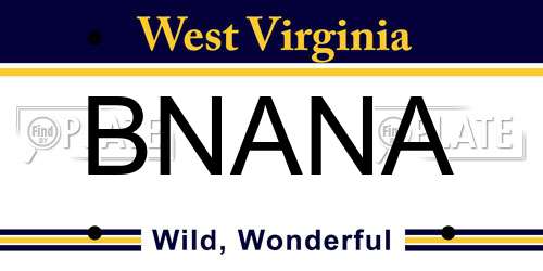 BNANA West Virginia License Plate
