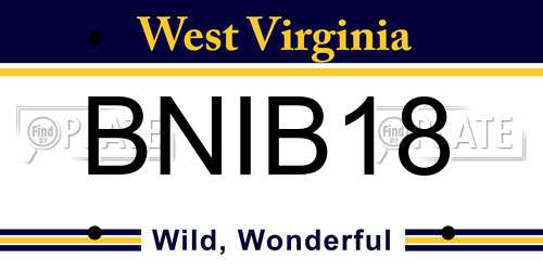 BNIB18 West Virginia License Plate