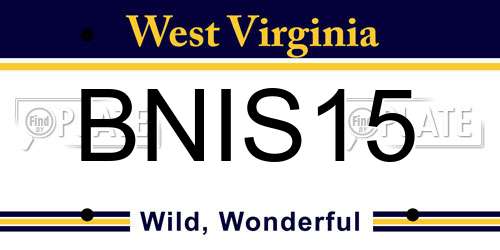 BNIS15 West Virginia License Plate