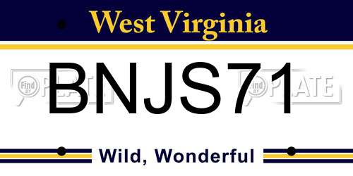 BNJS71 West Virginia License Plate