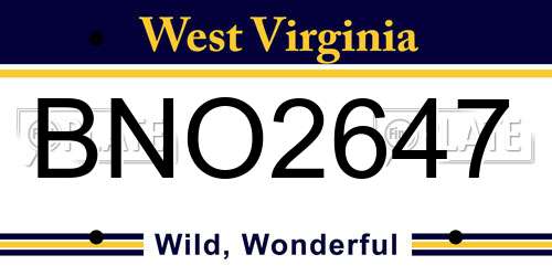 BNO2647 West Virginia License Plate