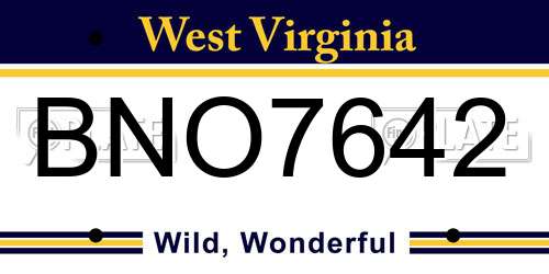 BNO7642 West Virginia License Plate