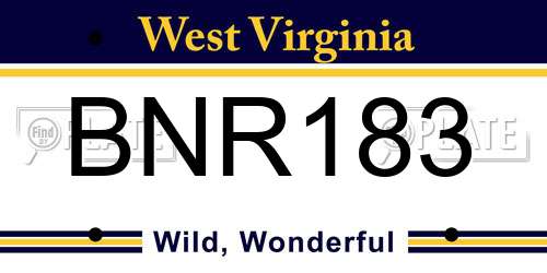 BNR183 West Virginia License Plate